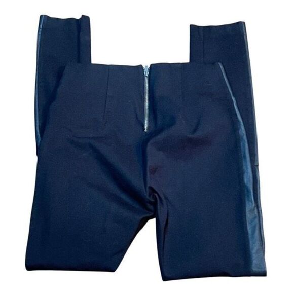 J. Crew Pixie Stretch Ponte Leather Trim Black Ankle Leggings Size 0 - Picture 3 of 4